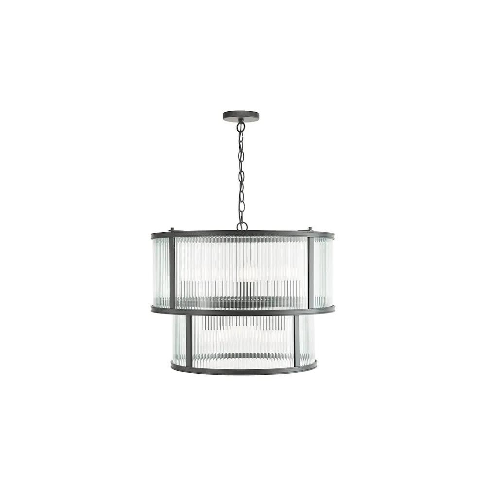dar lighting Där Lighting Group, BIA0622 Bianka 6 Light Pendant Matt Black and Ribbed Glass - dar lighting Där Lighting Group, BIA0622 Bianka 6 Light Pendant Matt Black and Ribbed Glass