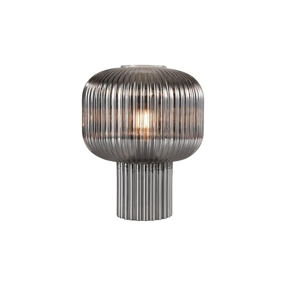 dar lighting Där Lighting Group, DEM4210 Demarius Table Lamp Smoked Ribbed Glass - dar lighting Där Lighting Group, DEM4210 Demarius Table Lamp Smoked Ribbed Glass