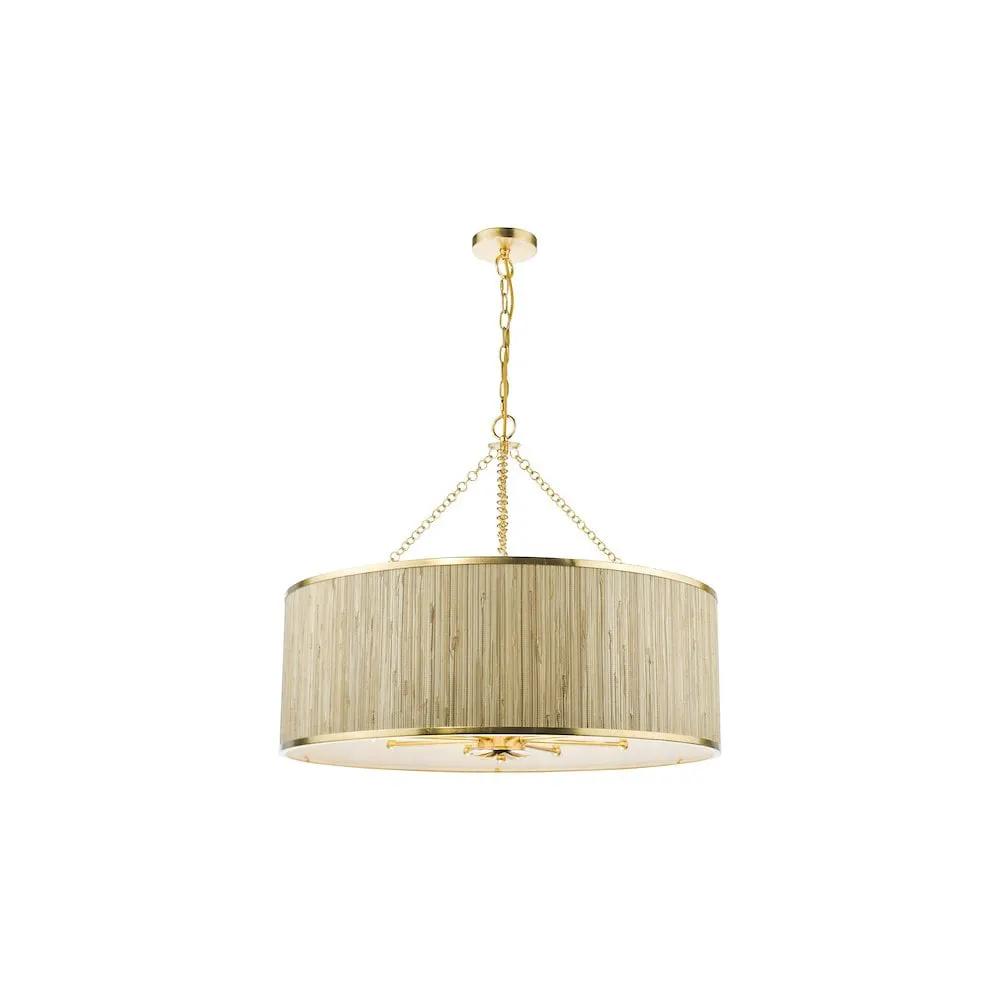 dar lighting Där Lighting Group, FEN0835 Fenella 8 Light Pendant Gold Leaf and Seagrass Shade - dar lighting Där Lighting Group, FEN0835 Fenella 8 Light Pendant Gold Leaf and Seagrass Shade