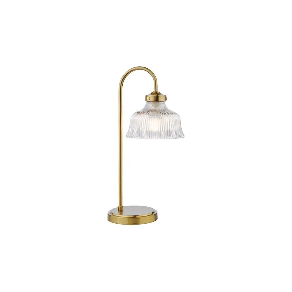 dar lighting Där Lighting Group, MAU4242 Maude Table Lamp Natural Brass and Ribbed Glass - dar lighting Där Lighting Group, MAU4242 Maude Table Lamp Natural Brass and Ribbed Glass