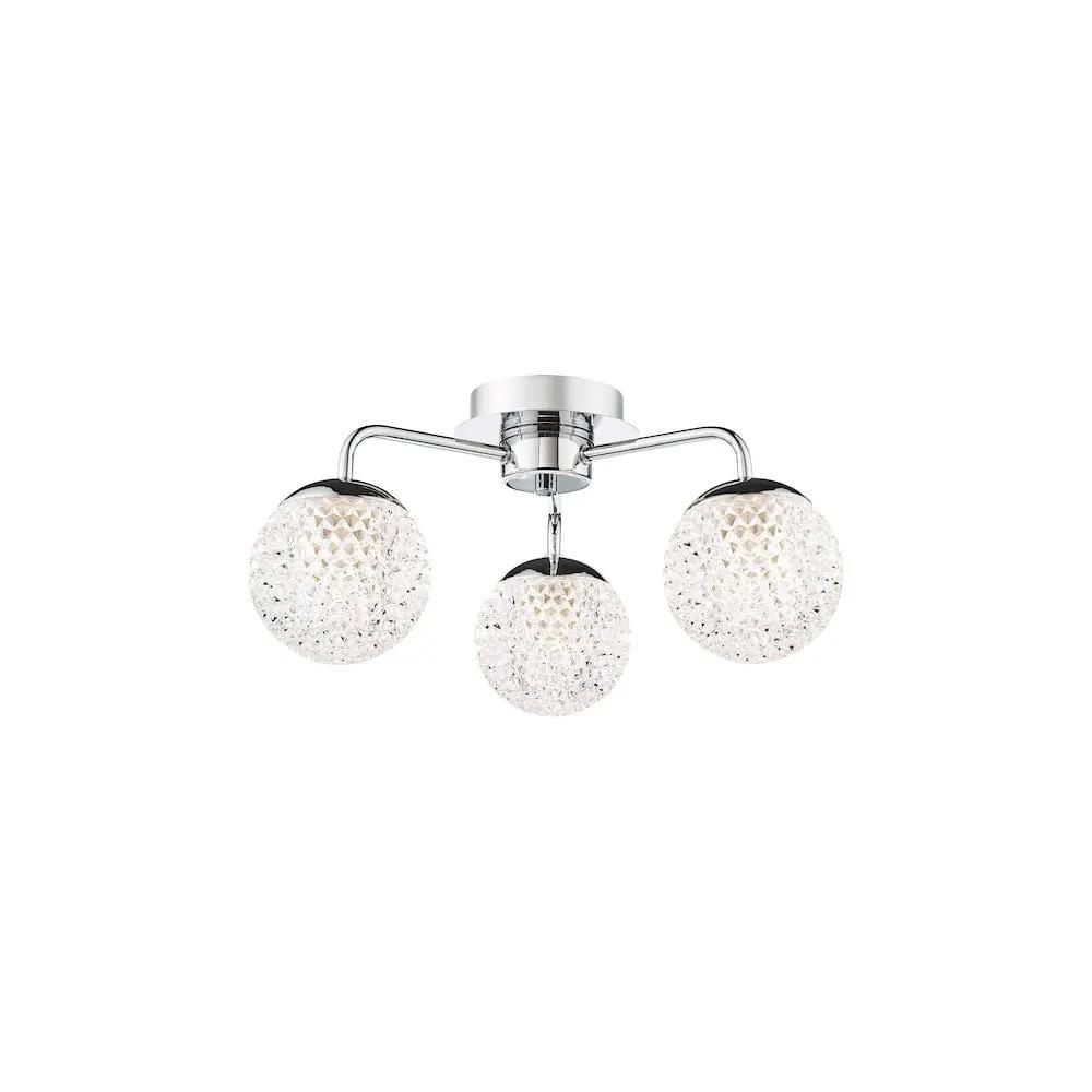 dar lighting Där Lighting Group, TEV5350 Teva Bathroom 3 Light Semi-Flush Polished Chrome and Faceted Acrylic IP44 - dar lighting Där Lighting Group, TEV5350 Teva Bathroom 3 Light Semi-Flush Polished Chrome and Faceted Acrylic IP44