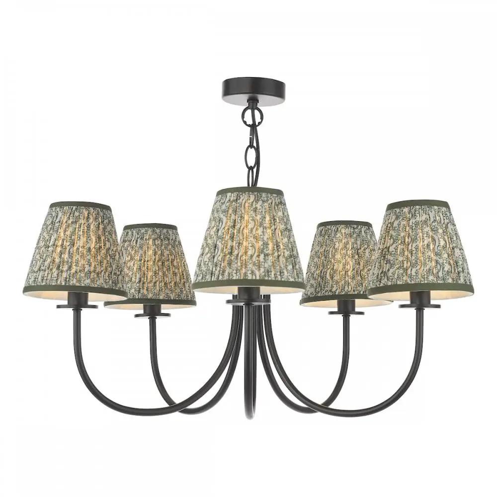 dar lighting Där Lighting Group, BEC0522-EST2624 Becca 5 Light Pendant Matt Black With Shade - dar lighting Där Lighting Group, BEC0522-EST2624 Becca 5 Light Pendant Matt Black With Shade