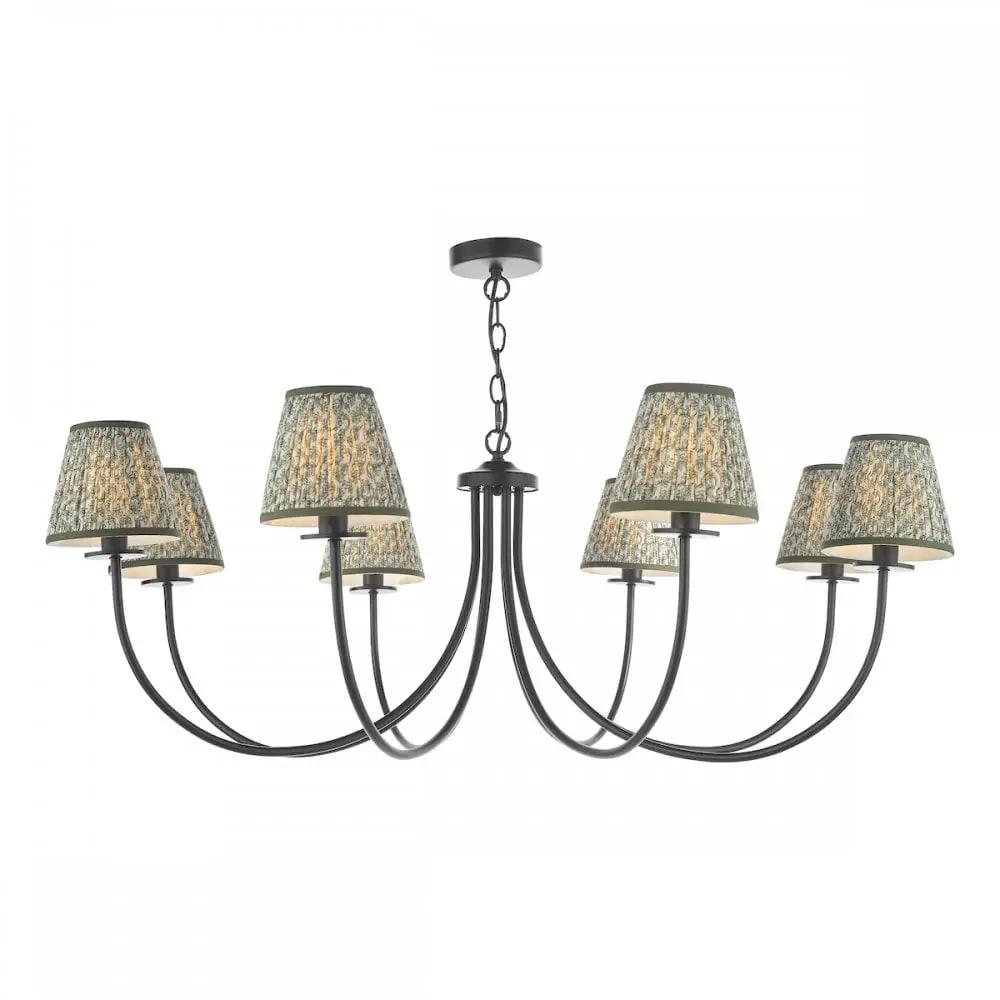 dar lighting Där Lighting Group, BEC0822-EST2624 Becca 8 Light Pendant Matt Black With Shade - dar lighting Där Lighting Group, BEC0822-EST2624 Becca 8 Light Pendant Matt Black With Shade
