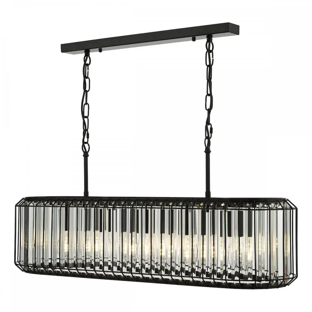 dar lighting Där Lighting Group, NAE0522 Naeva 5 Light Pendant Matt Black and Crystal - dar lighting Där Lighting Group, NAE0522 Naeva 5 Light Pendant Matt Black and Crystal