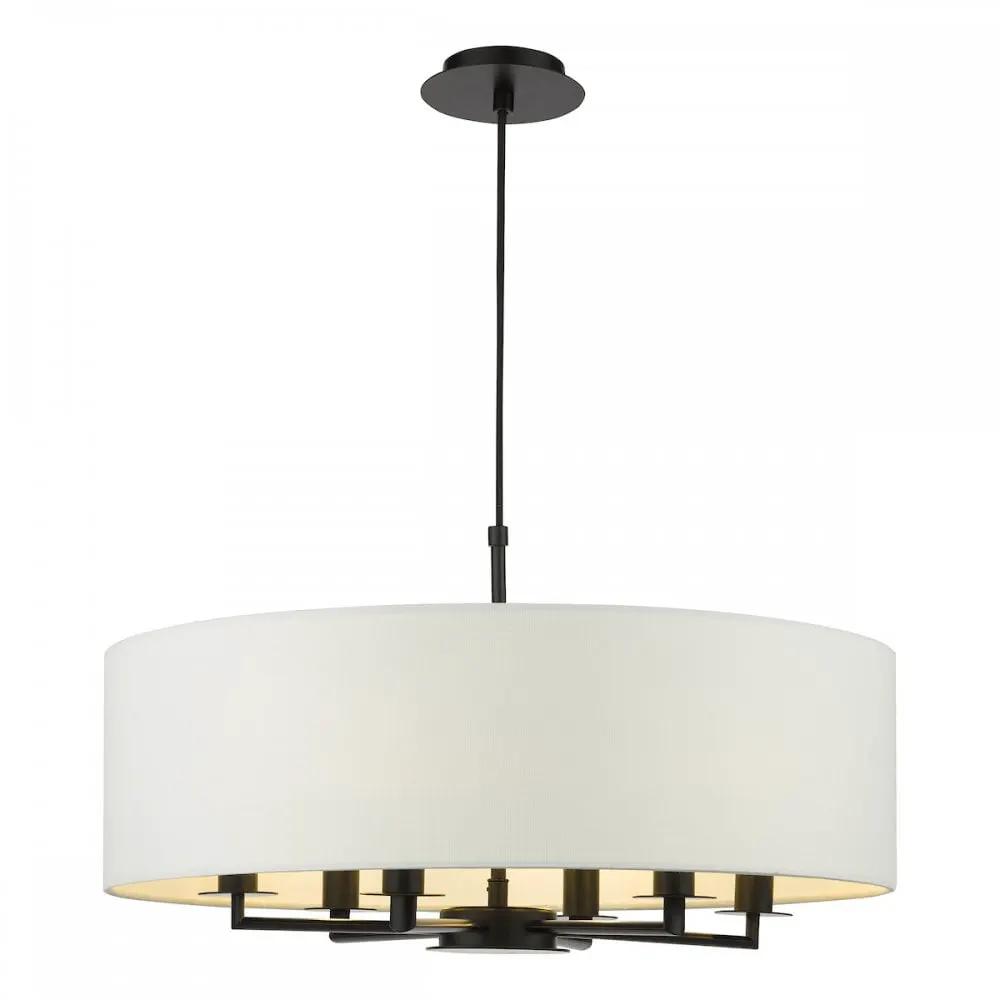 dar lighting Där Lighting Group TYL6422 Tyler 6 Light Chadelier Matt Black and White With Shade - dar lighting Där Lighting Group TYL6422 Tyler 6 Light Chadelier Matt Black and White With Shade