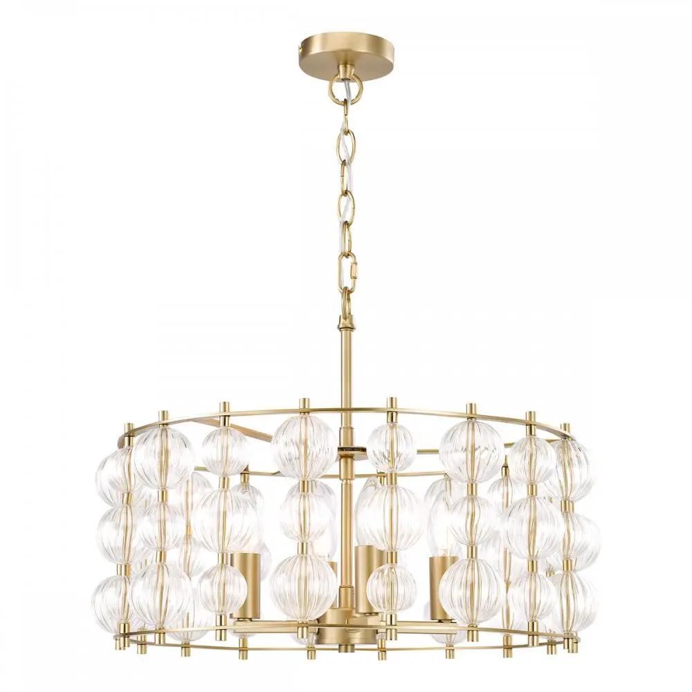 dar lighting Där Lighting Group YUR0435 Yuridia 4 Light Pendant Satin Gold and Ribbed Glass - dar lighting Där Lighting Group YUR0435 Yuridia 4 Light Pendant Satin Gold and Ribbed Glass