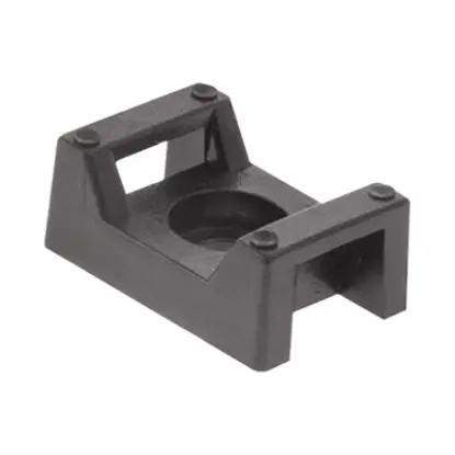 Black plastic electrical cable cradle holder for lighting installation