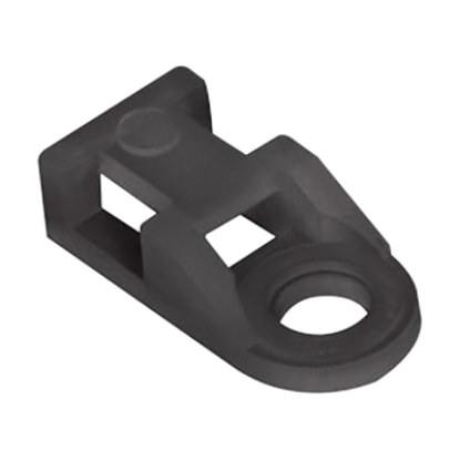 Black plastic cable eyelet for electrical wiring and LED lighting installations