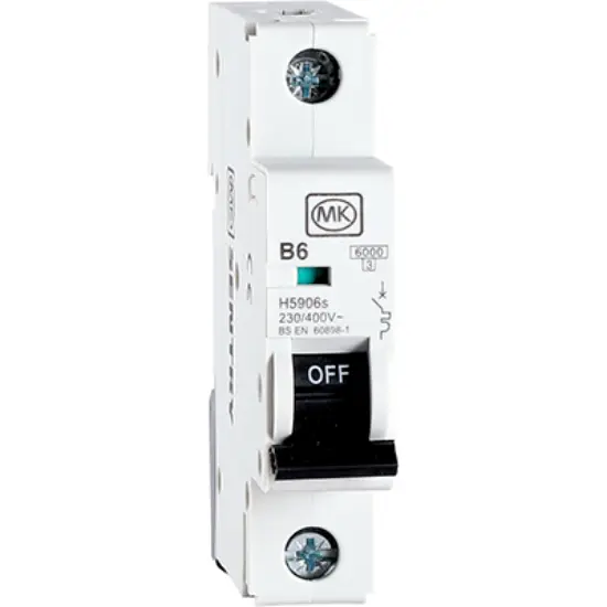 Single pole B6 circuit breaker with ON/OFF switch for electrical wiring protection