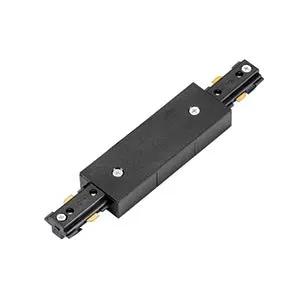 Black straight track lighting connector for LED track lights and electrical fittings
