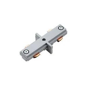 Grey T-shaped electrical track lighting connector with copper contacts for LED installations