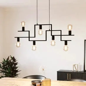 Fembard hanging light in steel, 7-bulb