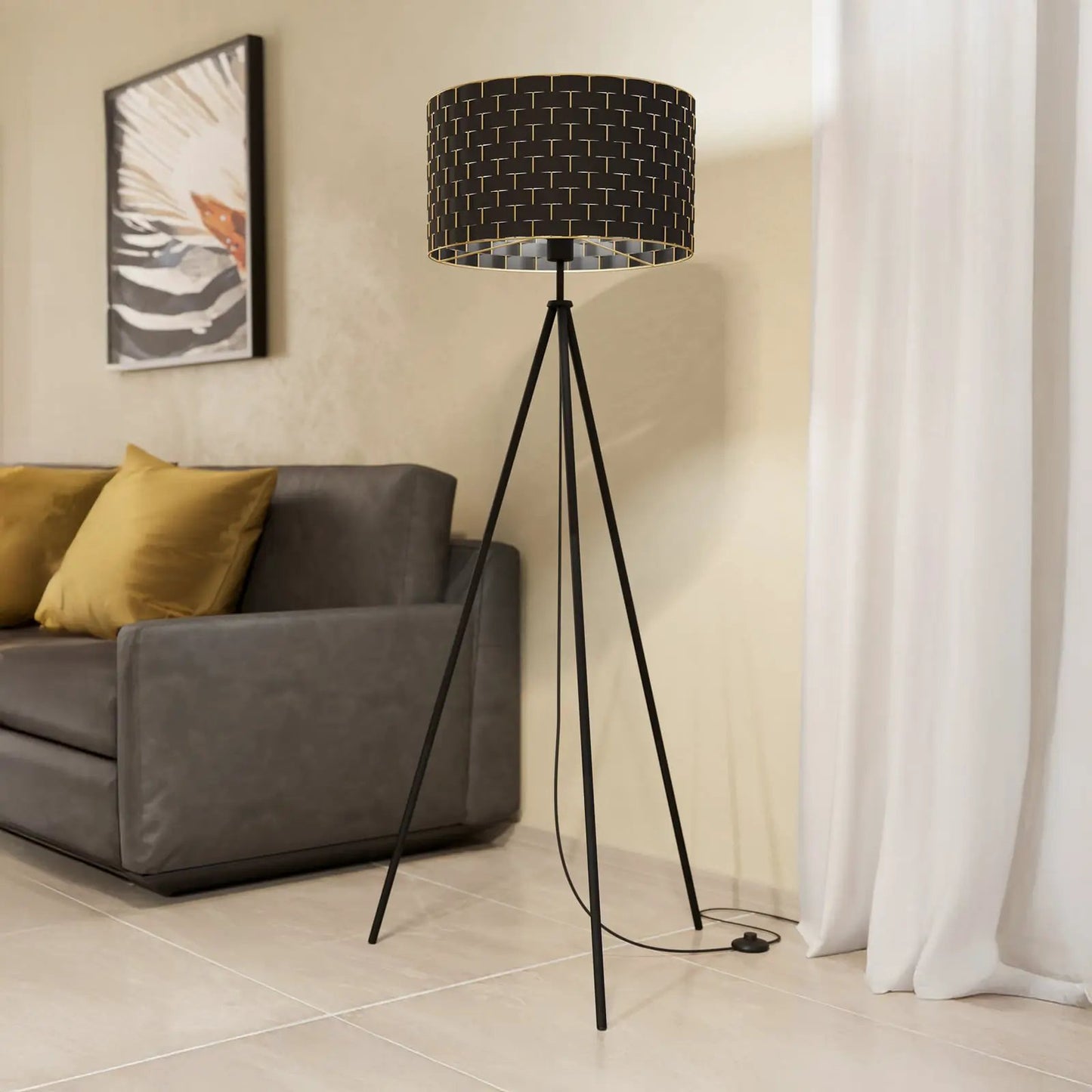 Marasales floor lamp in textile, tripod