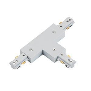 White T-shaped 3-circuit track lighting connector for electrical light fittings