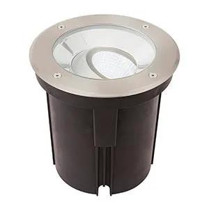 LED ground recessed outdoor floodlight with stainless steel trim for landscape lighting