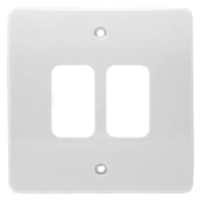 White 2-gang front plate for UK electrical light switches or sockets