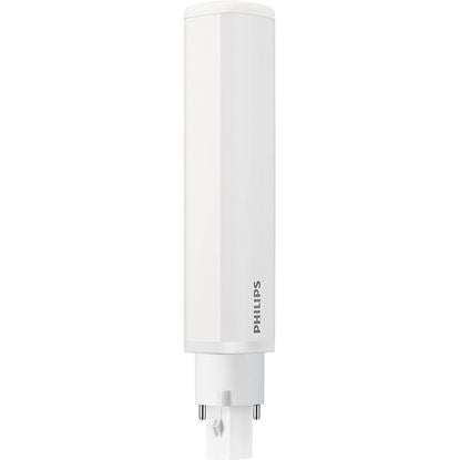 G24d 2-pin LED PL-C bulb for energy-efficient commercial lighting, white, vertical view