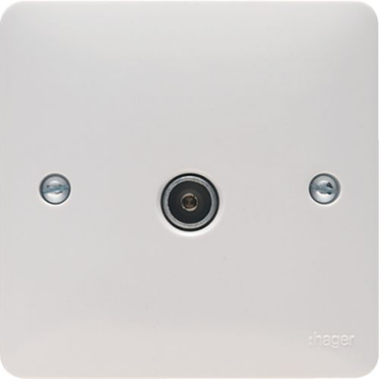 Single white coaxial TV socket outlet female wall plate for UK electrical wiring