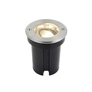 LED recessed ground light with stainless steel trim for outdoor garden or pathway lighting
