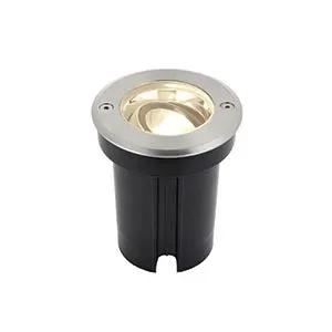 LED recessed ground light with stainless steel trim for outdoor garden or pathway lighting