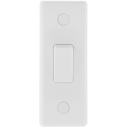 White 1 gang 2 way architrave light switch, slim rectangular design, UK wiring accessory