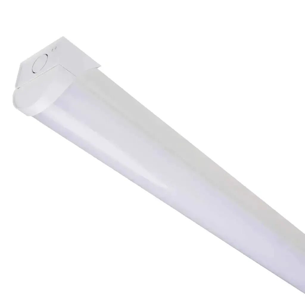 LED batten light fitting in white for indoor electrical lighting applications