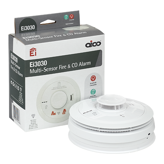 Multi-sensor fire and carbon monoxide alarm with packaging, smoke and CO detector device