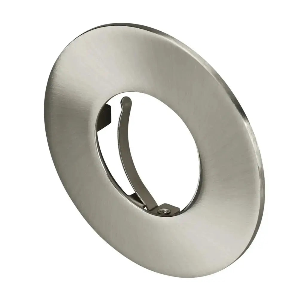 Brushed chrome LED downlight bezel for recessed ceiling light fixtures