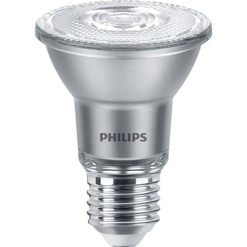 LED PAR20 E27 warm white 50W spotlight bulb, silver finish, for indoor lighting