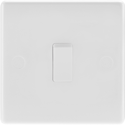 White 1 gang 1 way light switch, modern square design for UK electrical wiring