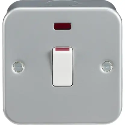 Metal clad 20A 1 gang double pole light switch with neon indicator for electrical wiring