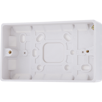 2 gang white plastic electrical surface pattress box 32mm for switches and sockets