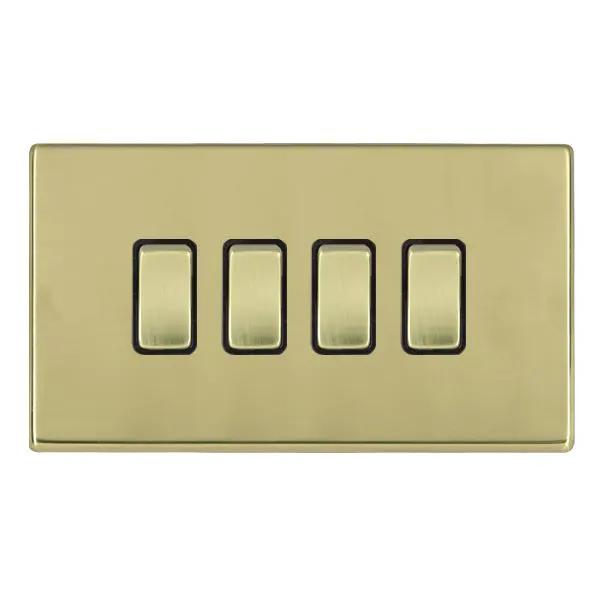 Hamilton Hart CFX Polished Brass 4 Gang 10AX 2 Way Rocker Switch PB BL