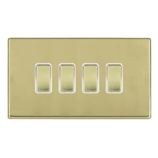 Hamilton Hart CFX 4 Gang 2 Way Rocker Light Switch Polished Brass White