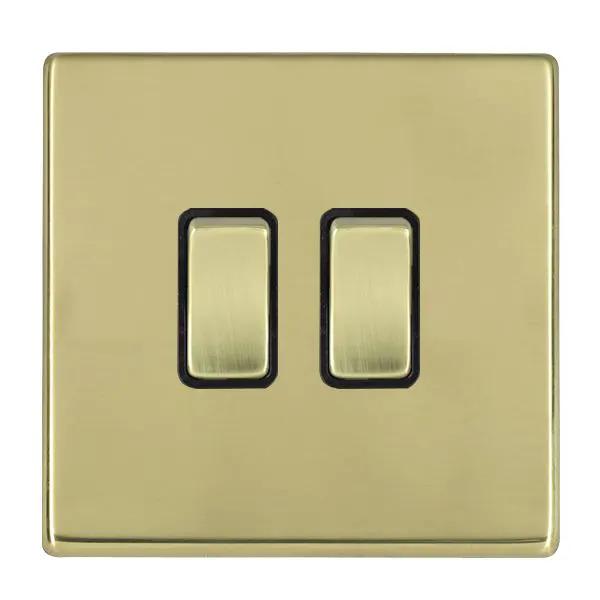 Hamilton Hart CFX 2 Gang 20A Intermediate Rocker Switch Polished Brass Black