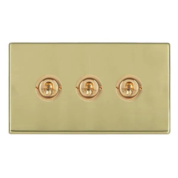 Hamilton Hart CFX Polished Brass 3 Gang 2 Way Toggle Switch 20AX