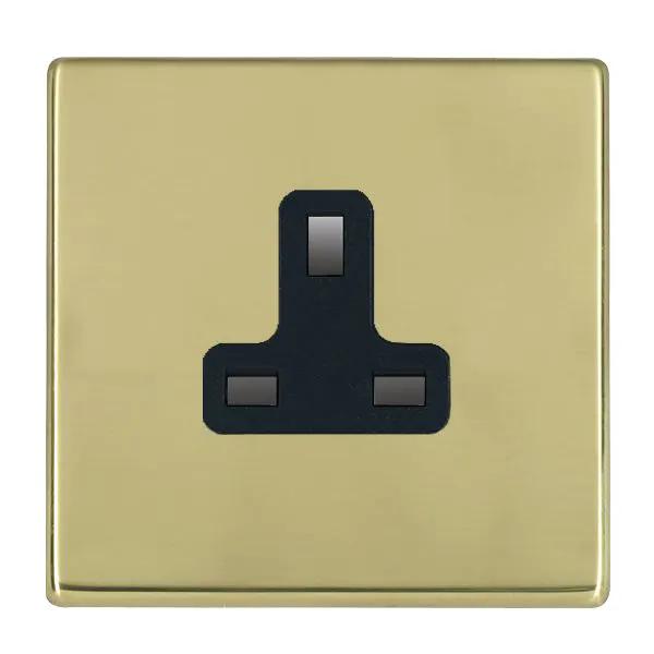 Hamilton Hart CFX Polished Brass 1 Gang 13A Unswitched Socket Black Insert