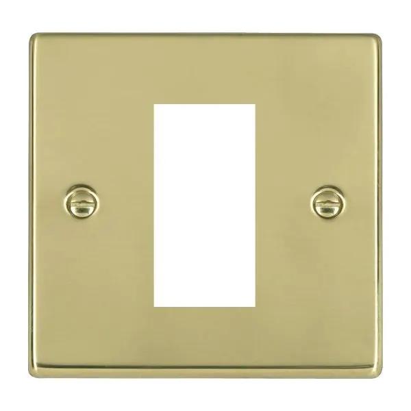 Hamilton Hart Polished Brass 1 Euro Apertured Plate 25x50 With Fixing Grid