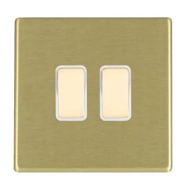 Hamilton H CFX 2 Gang Multi Way Touch Slave Switch Satin Brass White