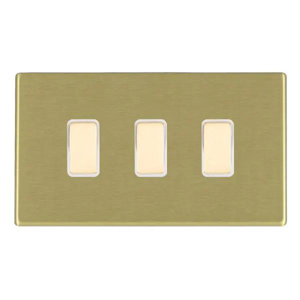 Hamilton Multi Way Touch Slave Controller 3 Gang Brushed Brass White Insert