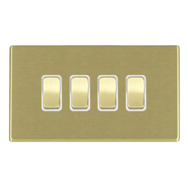 Hamilton Hart CFX 4 Gang 10A 2 Way Rocker Light Switch Satin Brass White