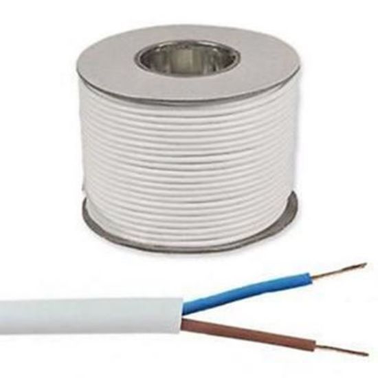 5mm white two core PVC flexible electrical cable roll with brown and blue wires exposed