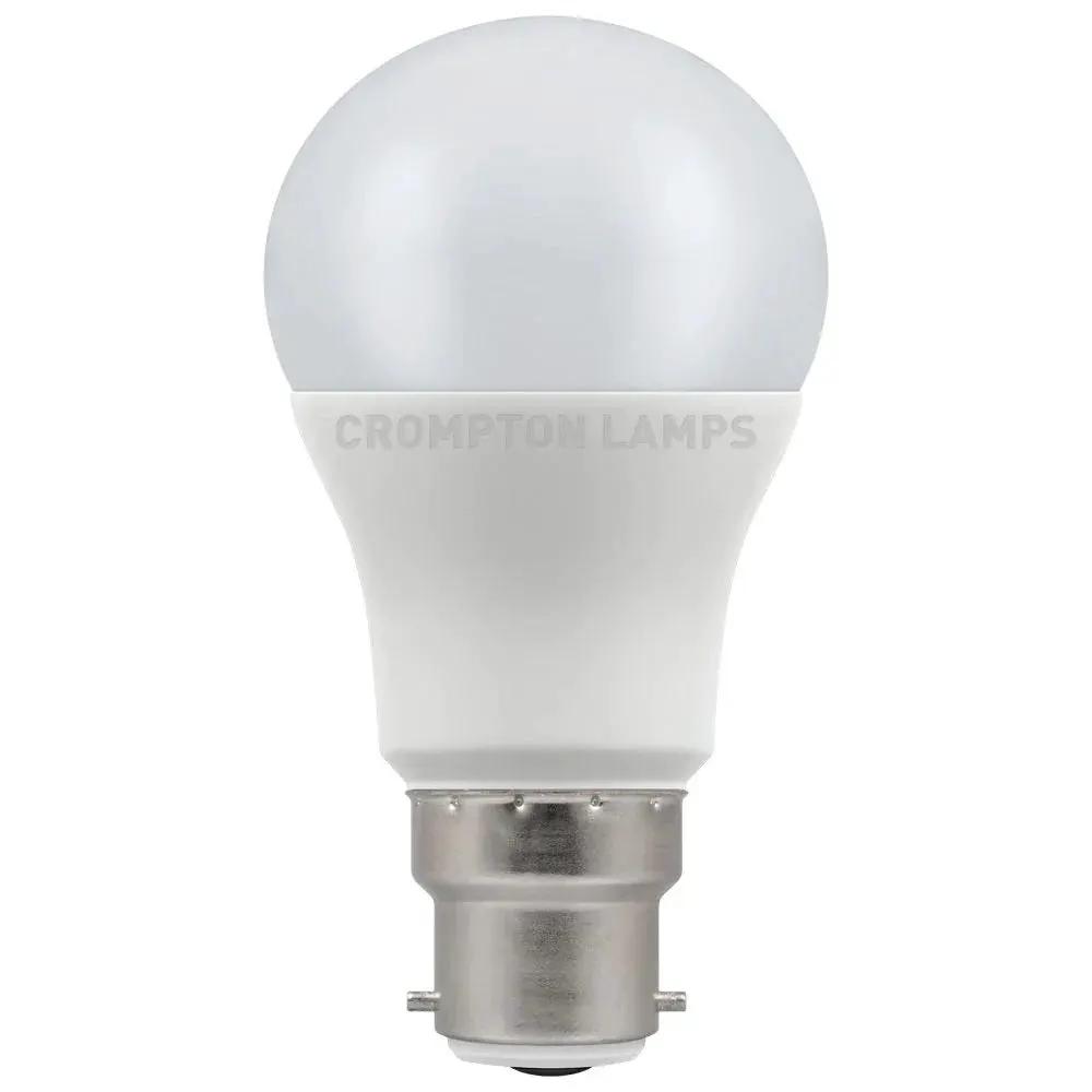 LED light bulb with B22d bayonet cap, frosted globe, thermal plastic body