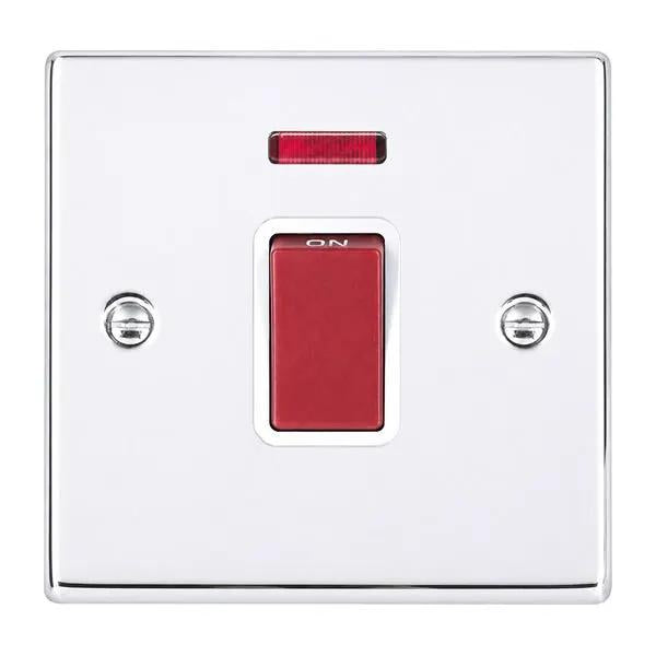 Hart BC 1g 45A Double Pole+N Red Rkr/WH