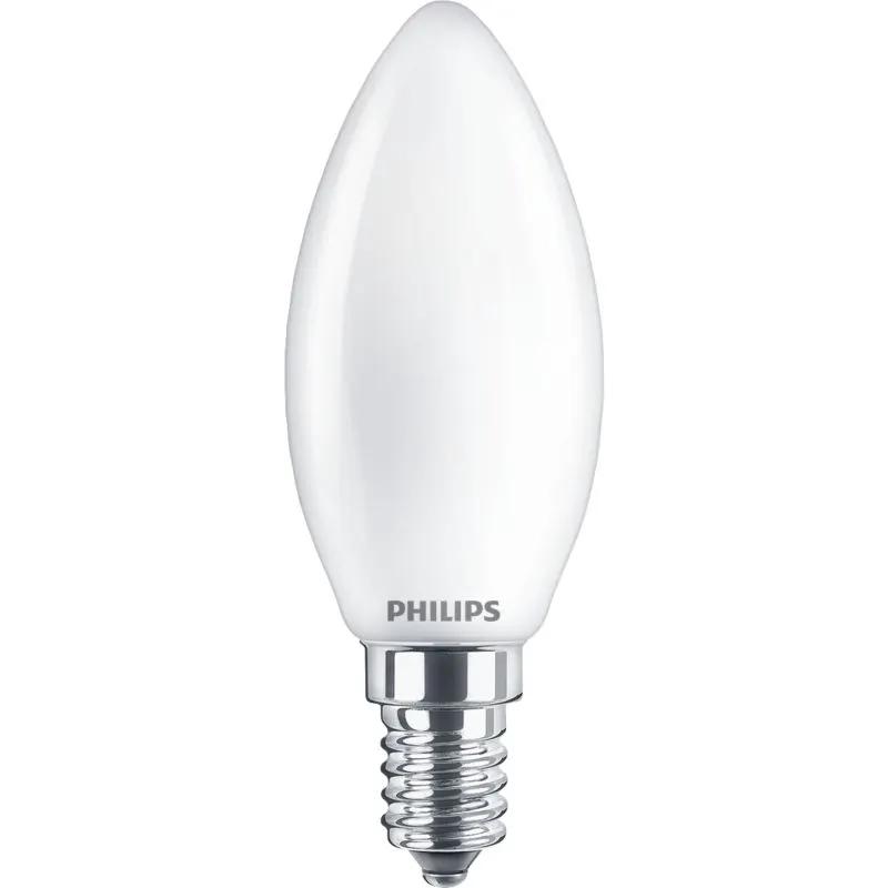 LED candle light bulb B35 E14 warm white with screw base, isolated on white background