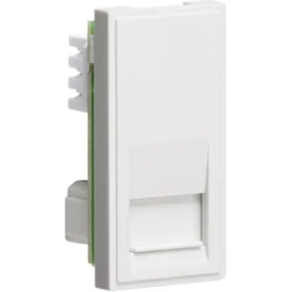 White modular telephone outlet for wiring accessories and electrical installations