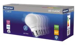MEGAMAN 9.6W Classic Lamp E27 4000K Pack 10 - MEGAMAN 9.6W Classic Lamp E27 4000K Pack 10
