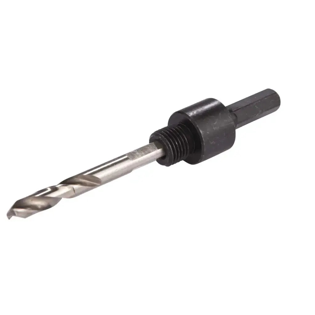 Metal drill bit arbor with hex shank for power tools and electrical installation