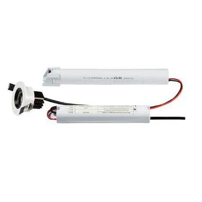230V IP20 5W LED emergency downlight kit with white housing and battery pack for indoor lighting