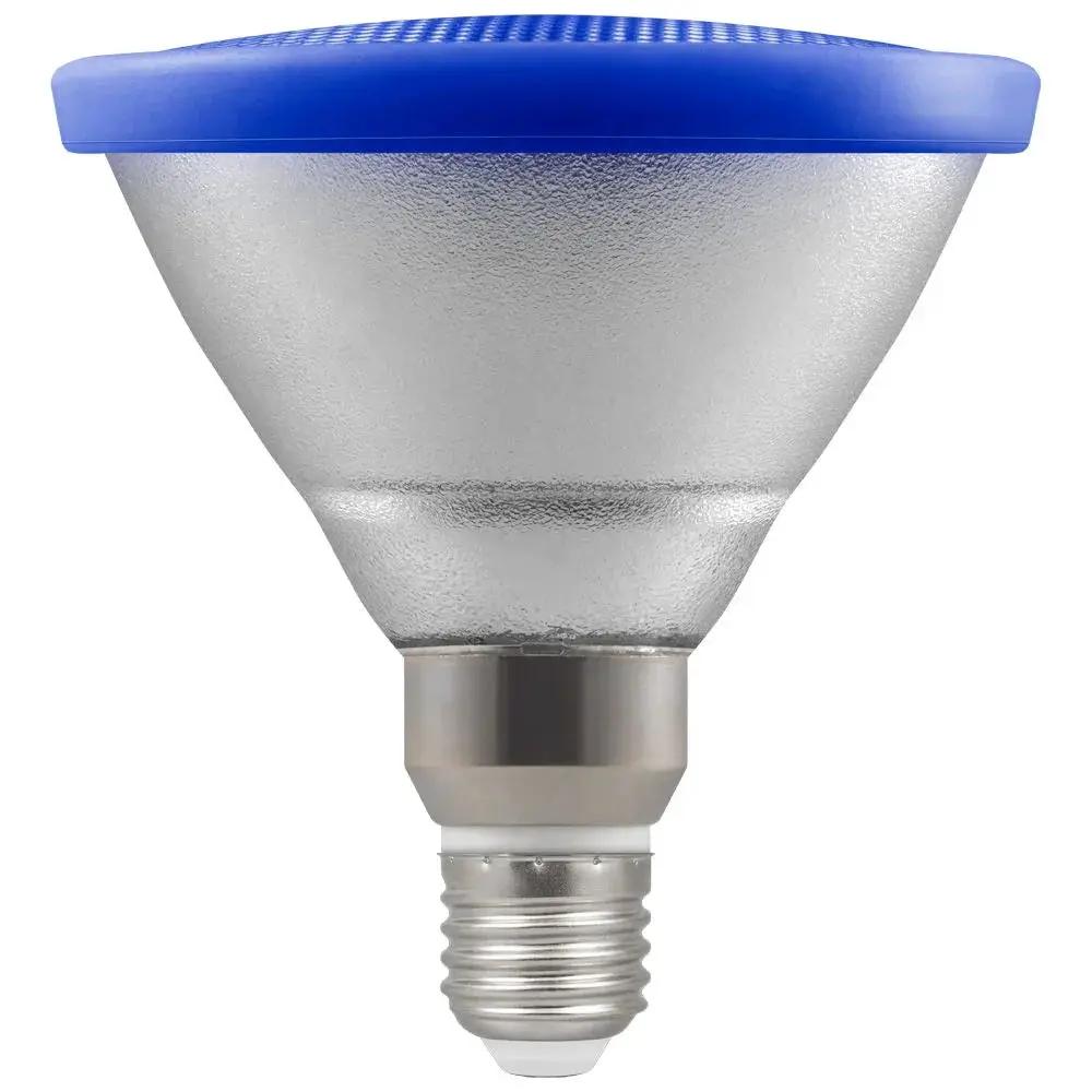 PAR38 13W blue LED light bulb with Edison screw base, electrical lighting product
